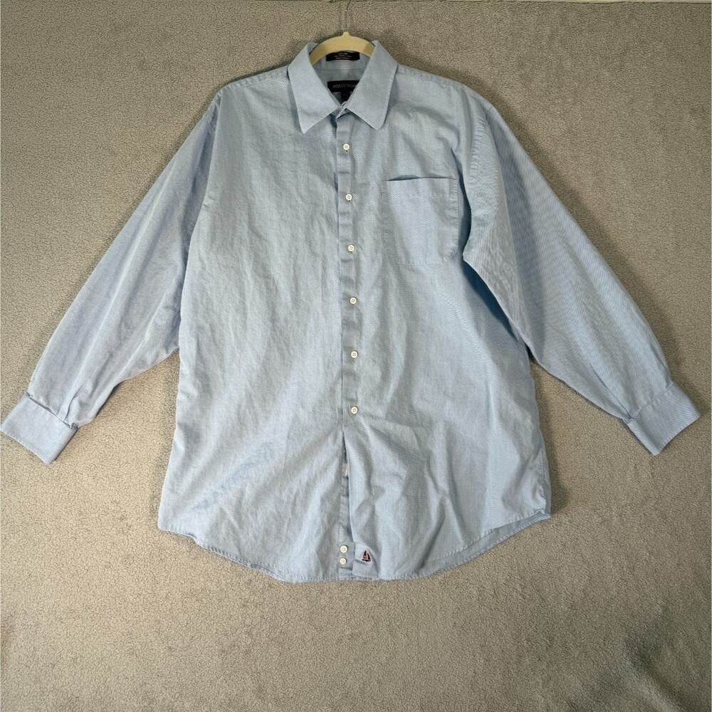 Nordstrom Men's Dress Shirt 16-34 Light Blue Italian Woven Cotton Long Sleeve